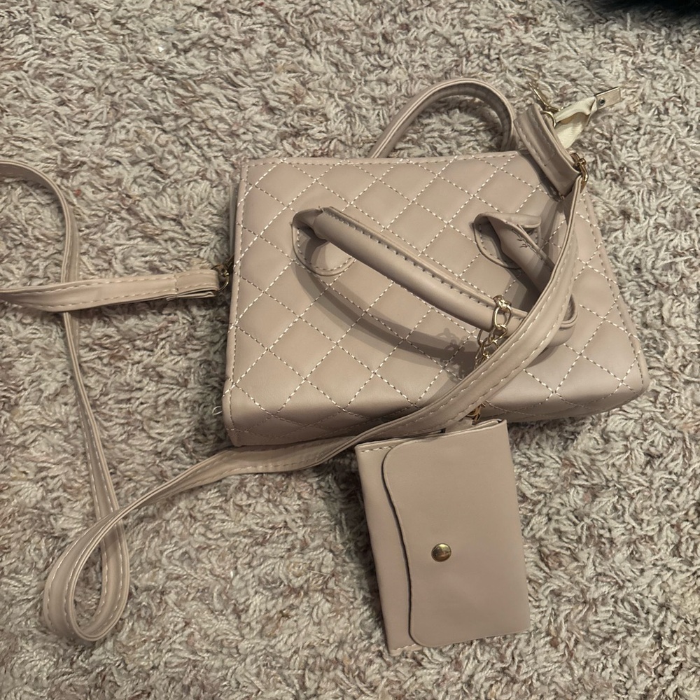 Elegant Quilted Beige Handbag
